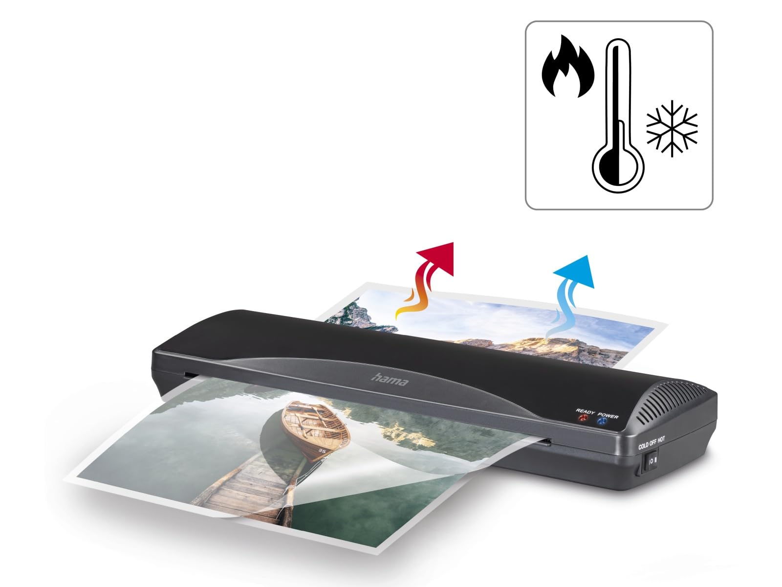 Hama Plastifieuse A3 à Chaud/Froid Kit Laminage 80-125 Microns Noir