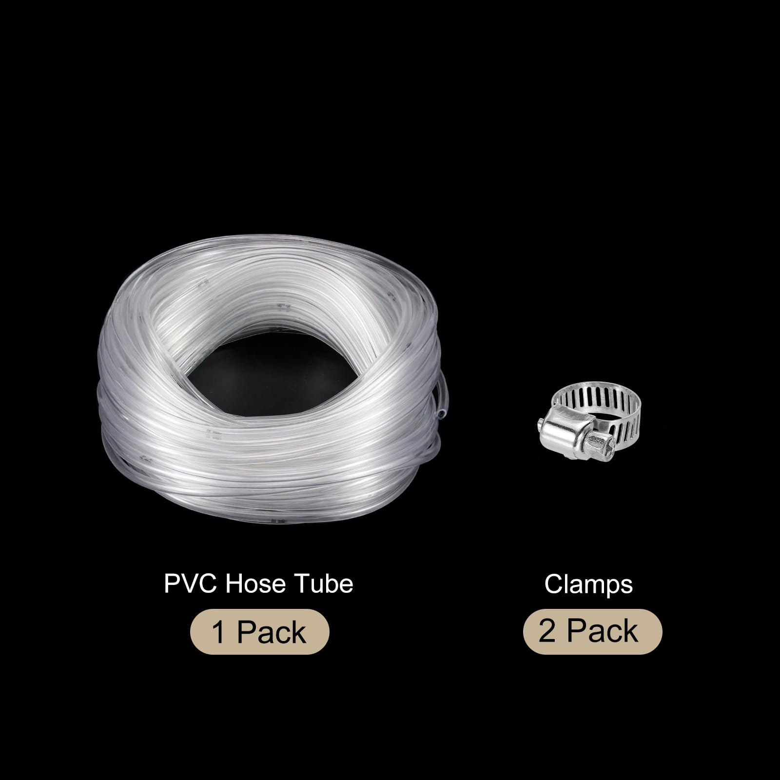 QUARKZMAN Tubo De PVC Transparente 6.4mm x 9.5mm 100ft Tubo De Plástico PVC Manguera De Agua Flexible Para Tubería Industrial Acuarios Bomba 1/4" ID 3/8" OD Con 2pcs Abrazaderas