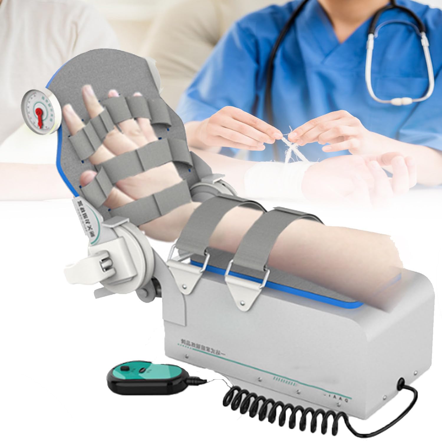 Electric Elbow Joint Rehabilitation Device, Adjustable Post Op Elbow Brace Stabilizer Splint, Full-angle exercise, with remote control finger fixed rest hand splint