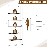 Vista 3 de Tangkula Estantería de 5 niveles, moderna estantería de escalera para montar en la pared, estantería abierta de madera de 5 niveles con marco