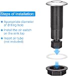 MECCANIXITY Garbage Disposal Air Switch Button 25mm Dia 304 Stainless Steel Self Locking for Sink Top Waste Disposer