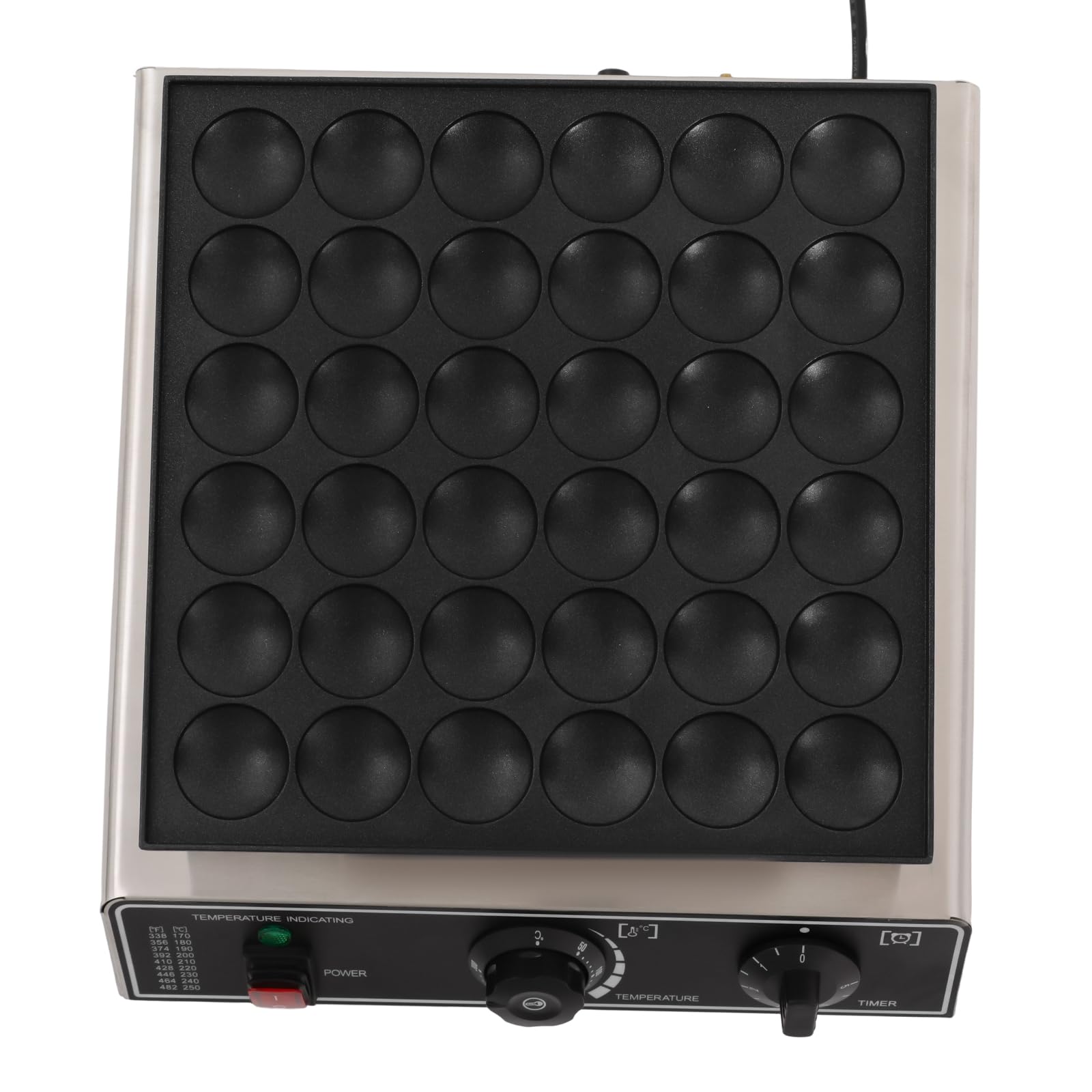 Mini tortitas holandesas de 36 agujeros, para hacer panqueques profesionales, redondos, acero inoxidable, antiadherente, 50 – 300 °C, 2 – 3 minutos, para panaderías, cafeterías, hogares