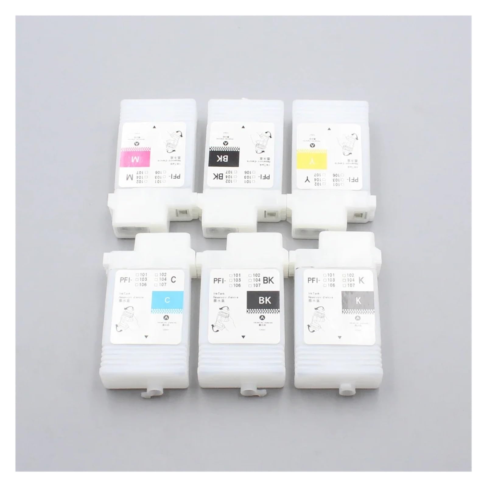 6pcs Cartucho Recargable PFI-102 Compatible Con Canon IPF650