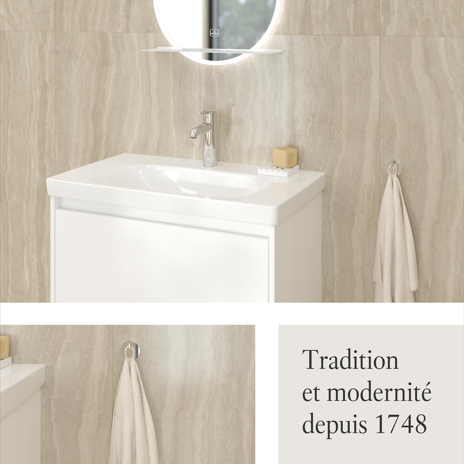 Villeroy & Boch Elements Tender crochet pour serviettes, rond – Chrome | Adapté pour un montage mural, en zinc, 54 x 32 x 54 mm, TVA15101100061