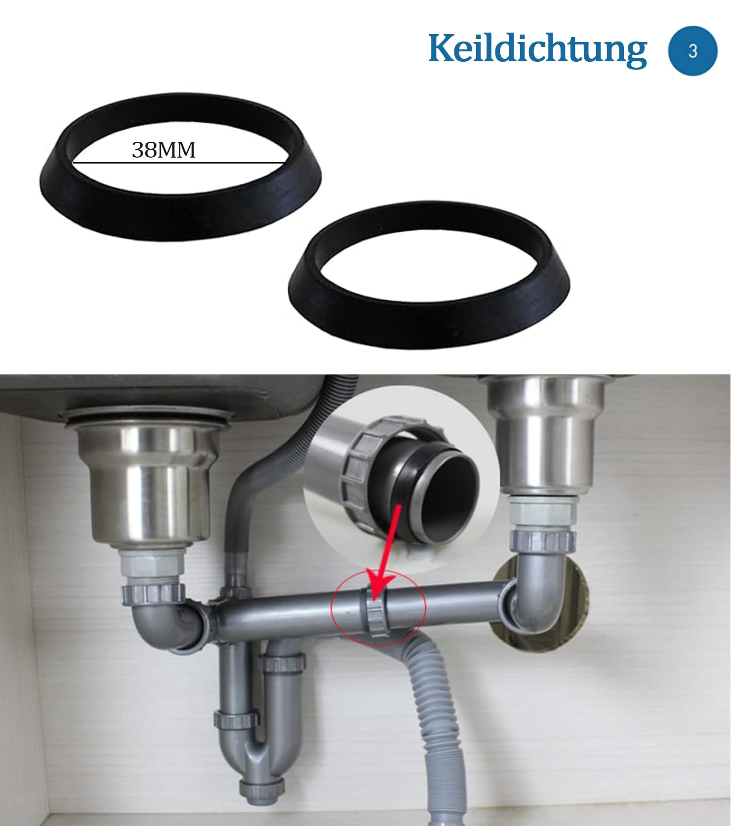 Guarnizioni BONOMINI Da 1 1/4" BI-POWER - Kit 3 Pezzi Per Sifoni E Tubazioni