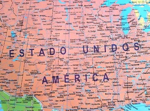 MAPA/POSTER DA AMÉRICA DO NORTE - DIMENSÕES: LARGURA 89 CM X ALTURA 117 CM