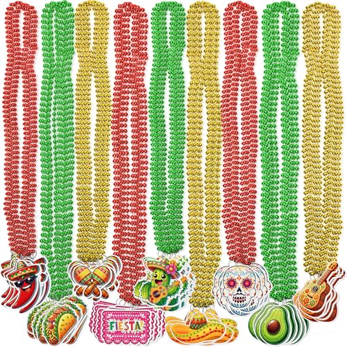 jollylife 36PCS Cinco de Mayo Fiesta Necklaces Beads Mexican Party Favors Birthday Decorations Supplies Bulk