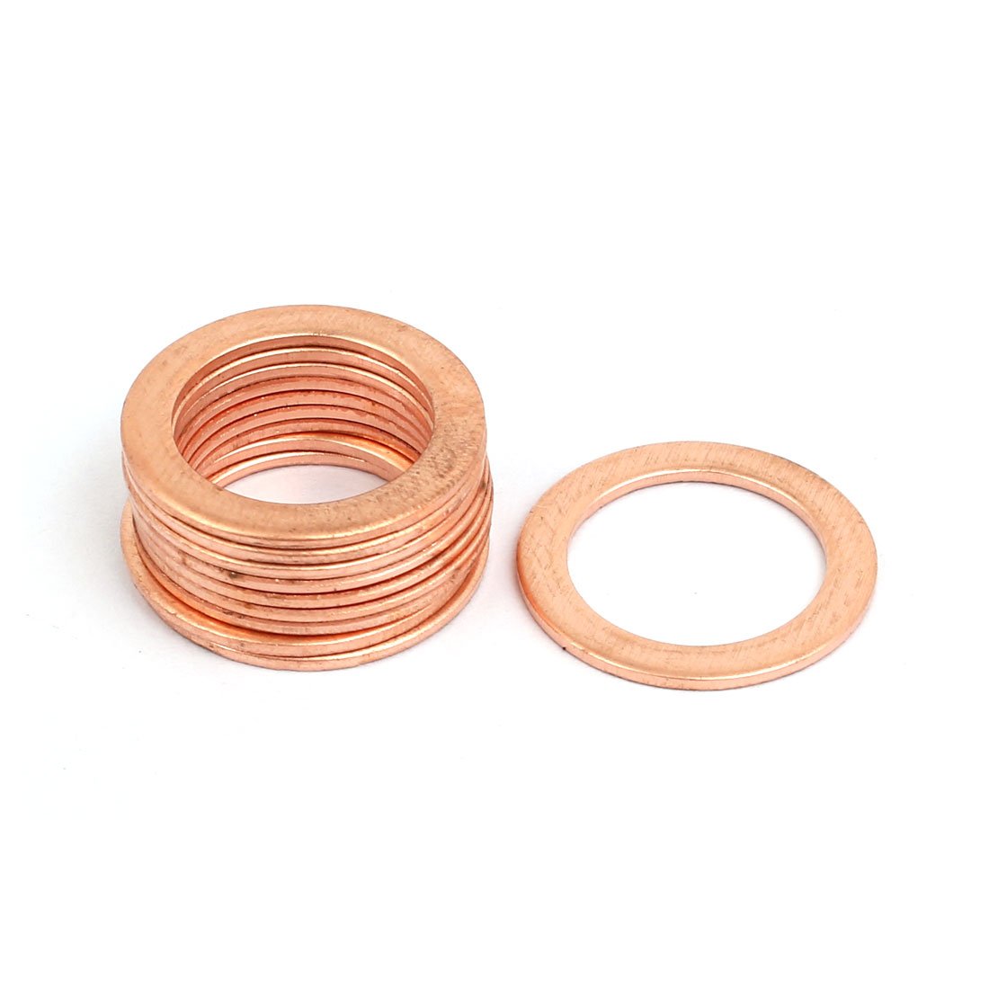 Sourcingmap 10pcs 14mmx20mmx1mm Copper Flat Ring Sealing Crush Washer Gasket, 14*20*1
