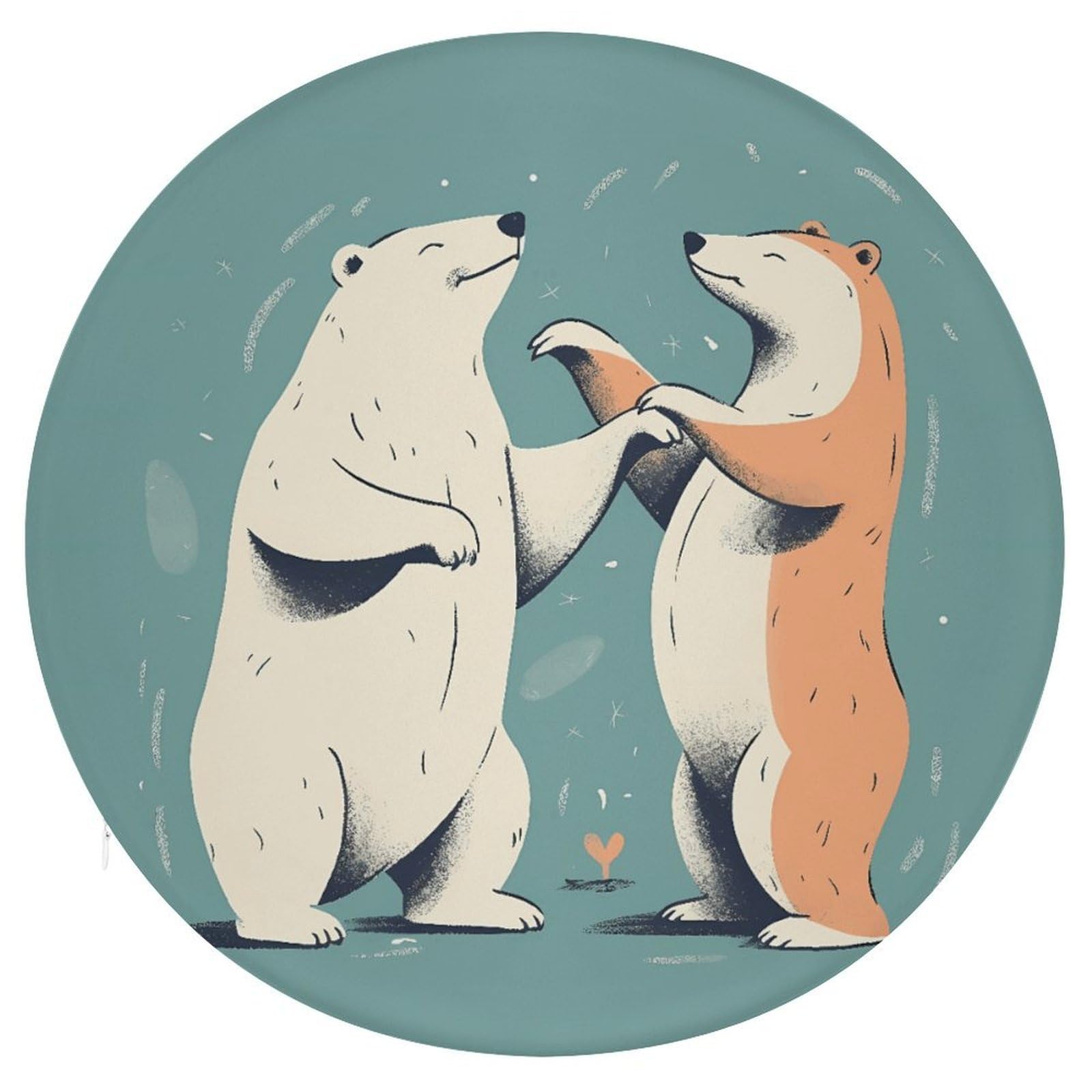 Wsoihfec Style Bears Together Seat Cushion Round Chair Pad