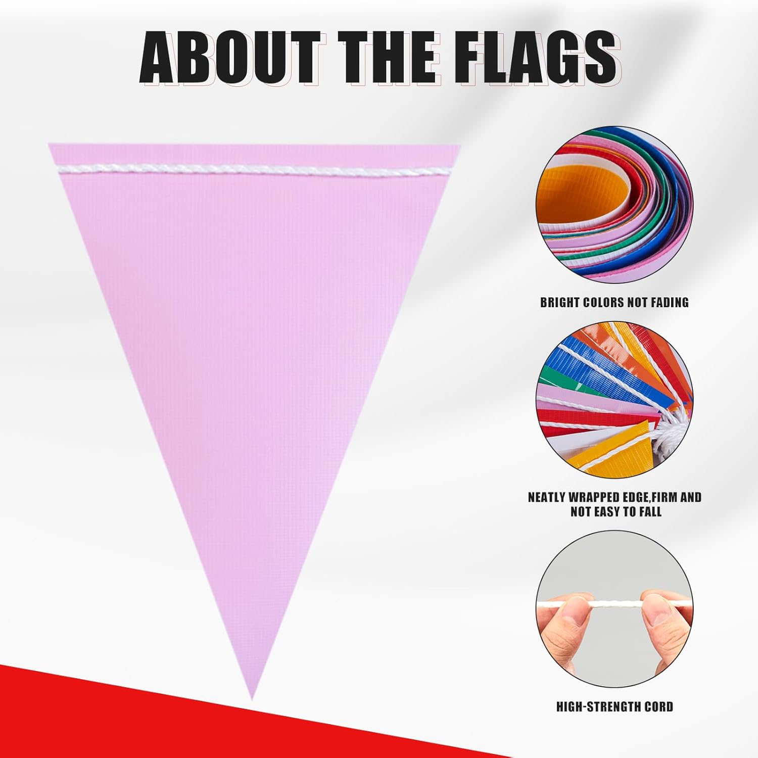 Safety Warning Pennant Banner Flags – 105FT OSHA High Visibility 45Pcs Colored Triangle Flags for Construction Zones, Roadwork, and Hazard Areas (Upgraded Multicolor,105FT,45Pcs) - Image 6