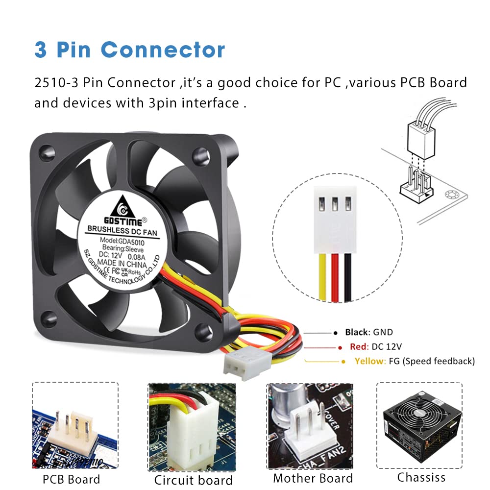 3006 Ventola Per Motore CC Da 30 Mm, Ventola Elettrica Da 5 V E 12 V Dc Brushless Cooling Fans Uonyyisneg - Foto 12