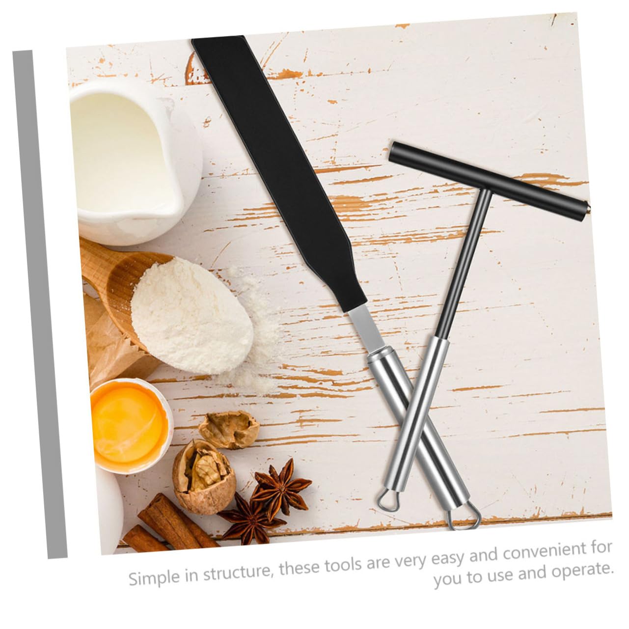 Espátula para Crepes de Acero Inoxidable, 2 Juegos | Grip Cómodo, Resistente a Roturas, para Pancake y Crepe, Utensilios de Cocina en Acero Inoxidable