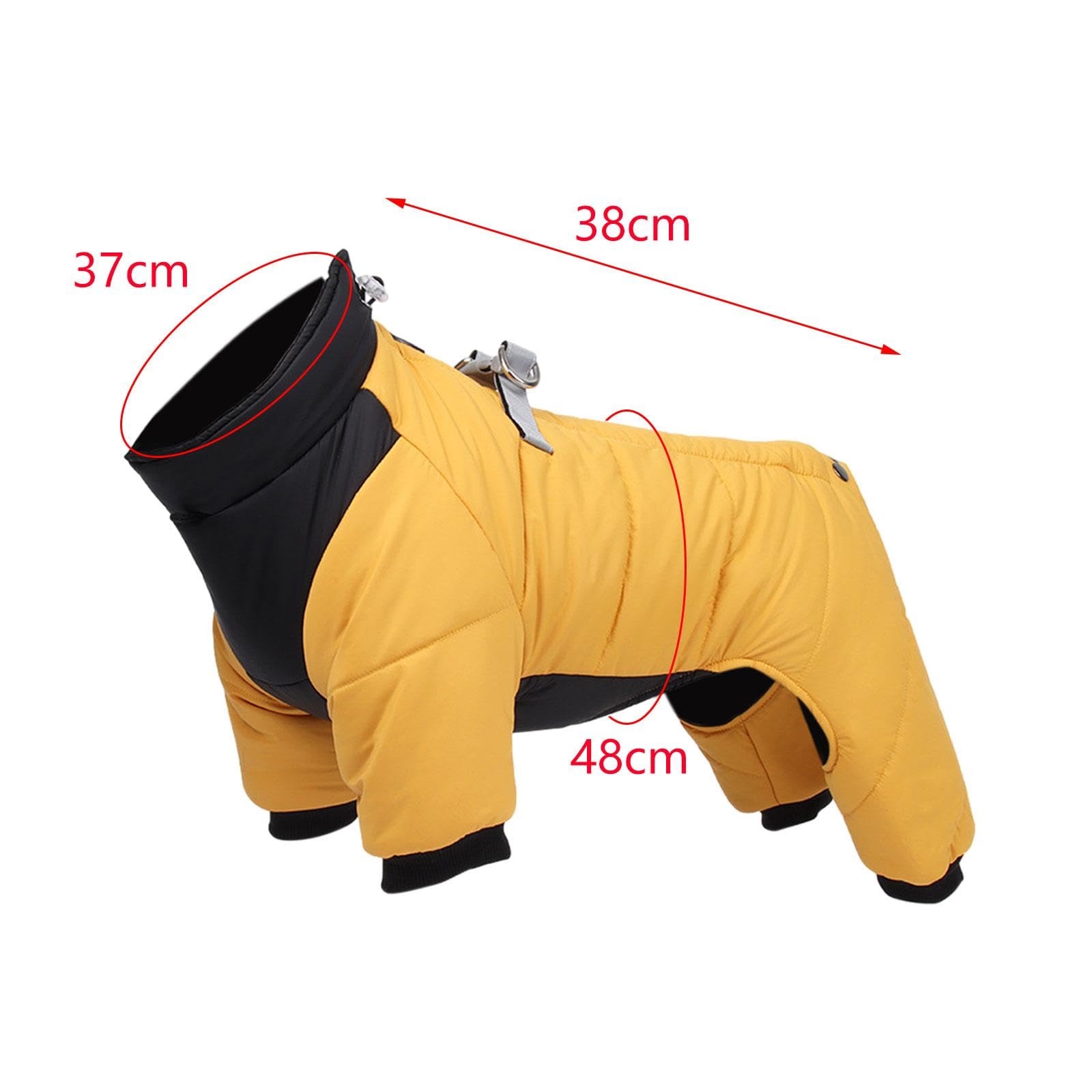 Abrigo Impermeable para Perros, Body con Rayas Reflectantes Y Cremallera. Ropa de Abrigo para Perros. Chaqueta Cálida para Cachorros, Amarillo XL
