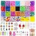 Produktbild Loom Bänder Set mit 6,600 Bands, 100 S-Clips, 100 Perlen, 12Pcs Obstanhänger, 12 Charms, 5Pcs Häkelnadeln, 4 Webstuhl