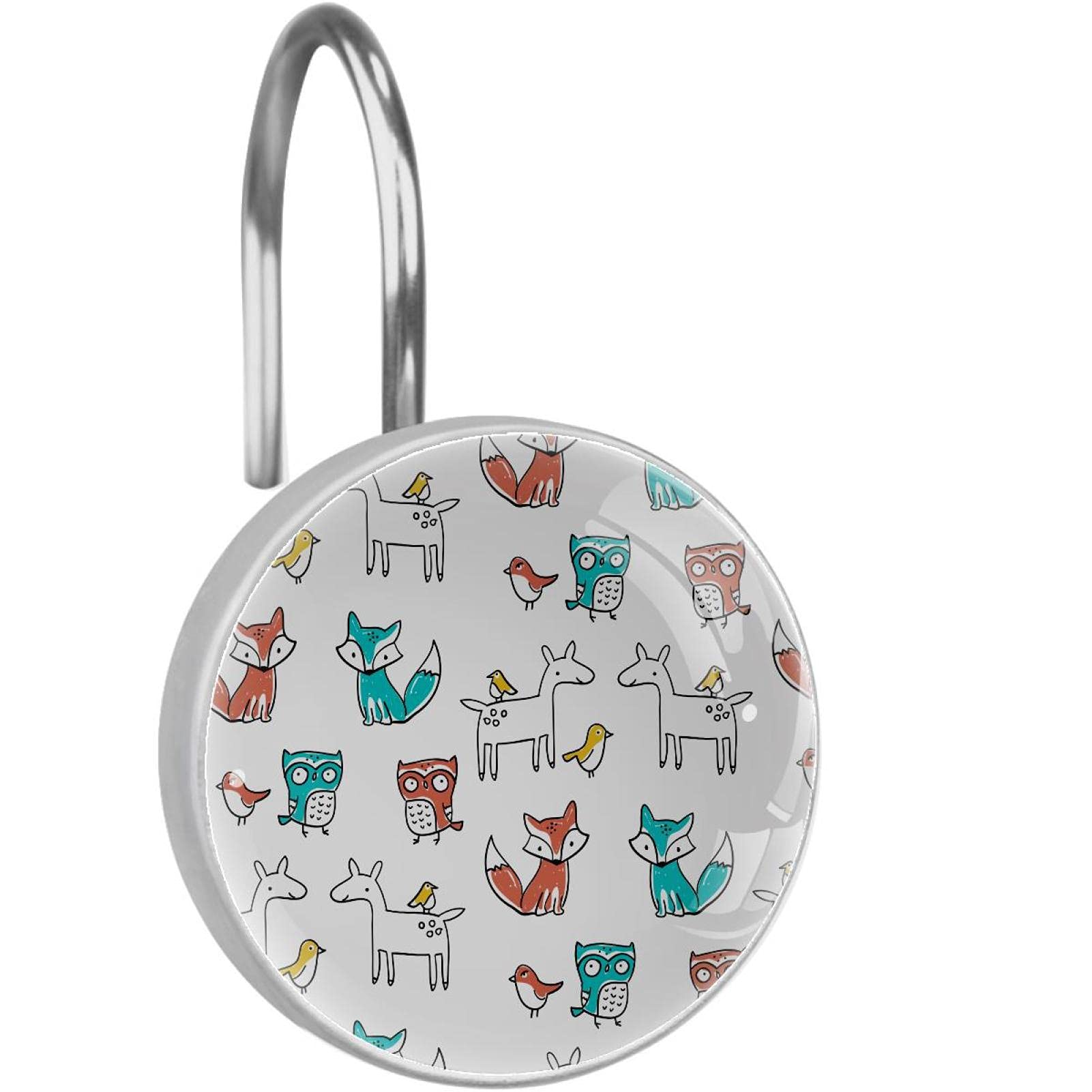 Crochets rideau de douche avec motifs animaux pour embellir la salle de bain familiale