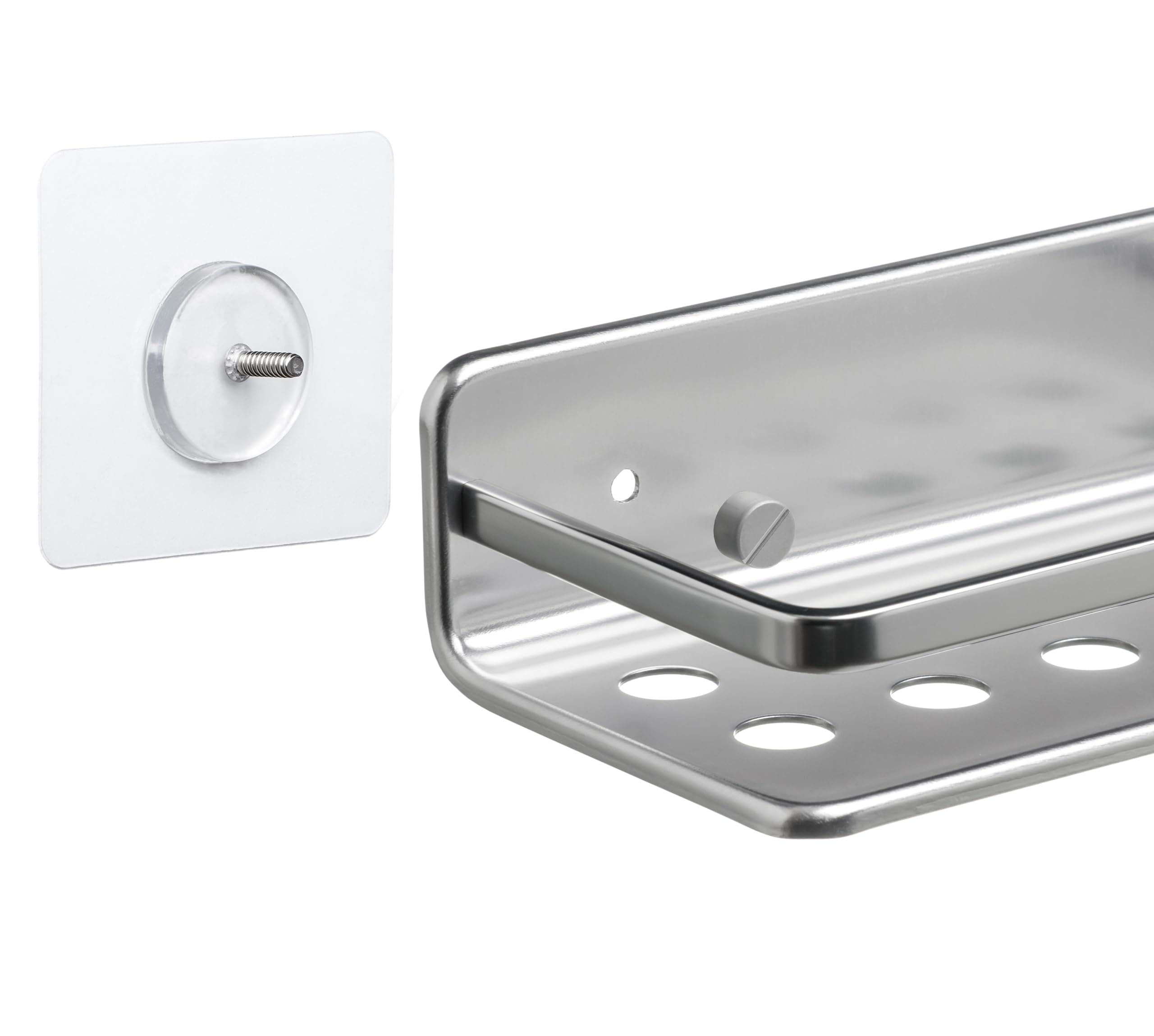 TATAY Shower Shelf No Drilling Corner Aluminium, Silver, 20x20x5.5 cm - Image 3