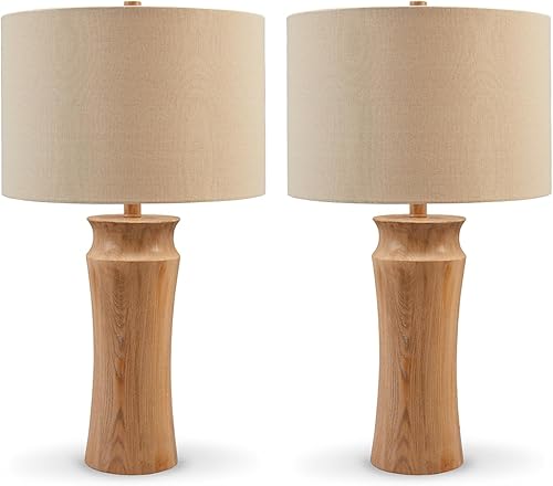 Signature Design by Ashley Orensboro - Juego de lámparas de mesa de poliresina casual de 25.25 pulgadas, 2 unidades, marrón claro y beige