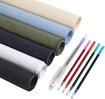 Caydo 6 Farben Stoff für Stickerei, einschließlich 6 Farben baumwollstoff sticken, 5 Farben wasserlösliche Stifte für Stickerei-Projekte und Dekoration, 30 x 30 cm