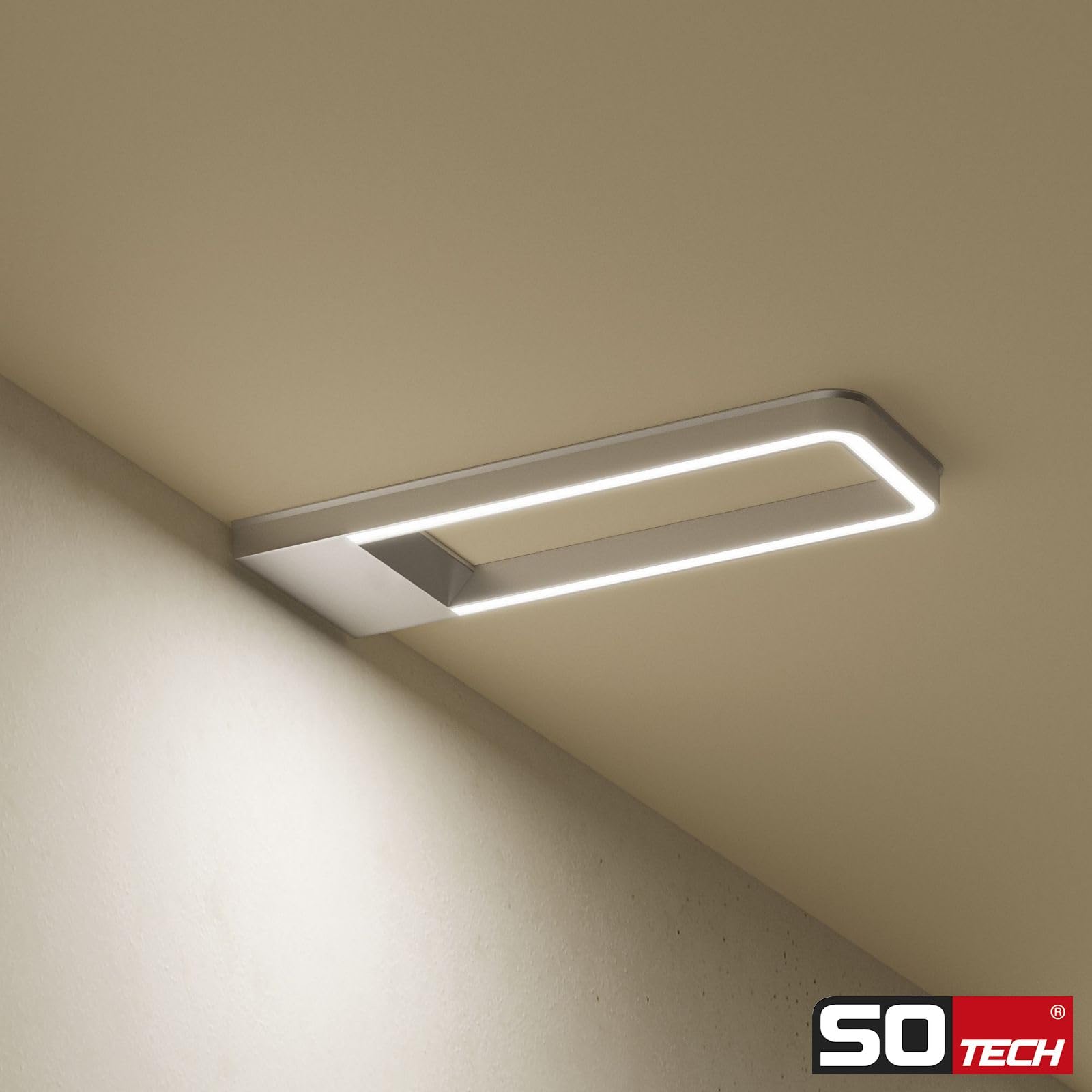 SOTECH 3er Set LED Möbelleuchte GIULIA III inkl. Trafo & Verteiler Edelstahloptik, 3000K warmweiß, 12V, 5W Unterbauleuchte Schrankleuchte Vitrinenbeleuchtung