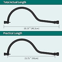 Vista 5 de Brazo de extensión de cabezal de ducha curvado ajustable de latón macizo de 16 pulgadas, brazo de ducha flexible de altura y ángulo con juntas