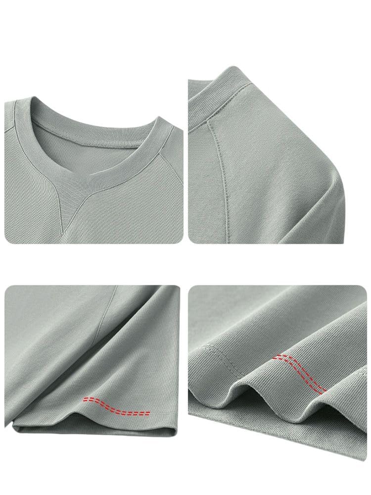 Camiseta de manga corta de algodón con cuello redondo para hombre, ajuste holgado, para uso diario, hogar, viajes