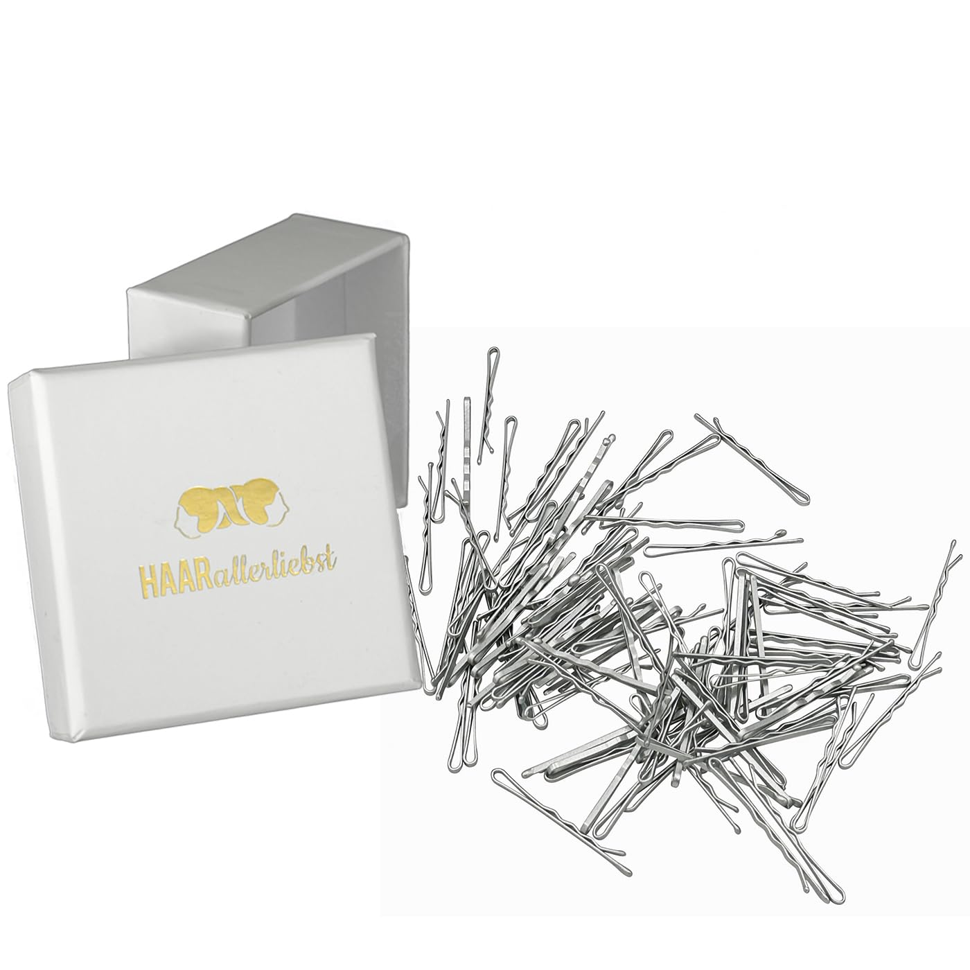 HAARallerliebst® Premium Bobby Pins Hair Clips, Pack of 100 Silver, Extra Wide and Stable, 5 cm Hair Pins Set