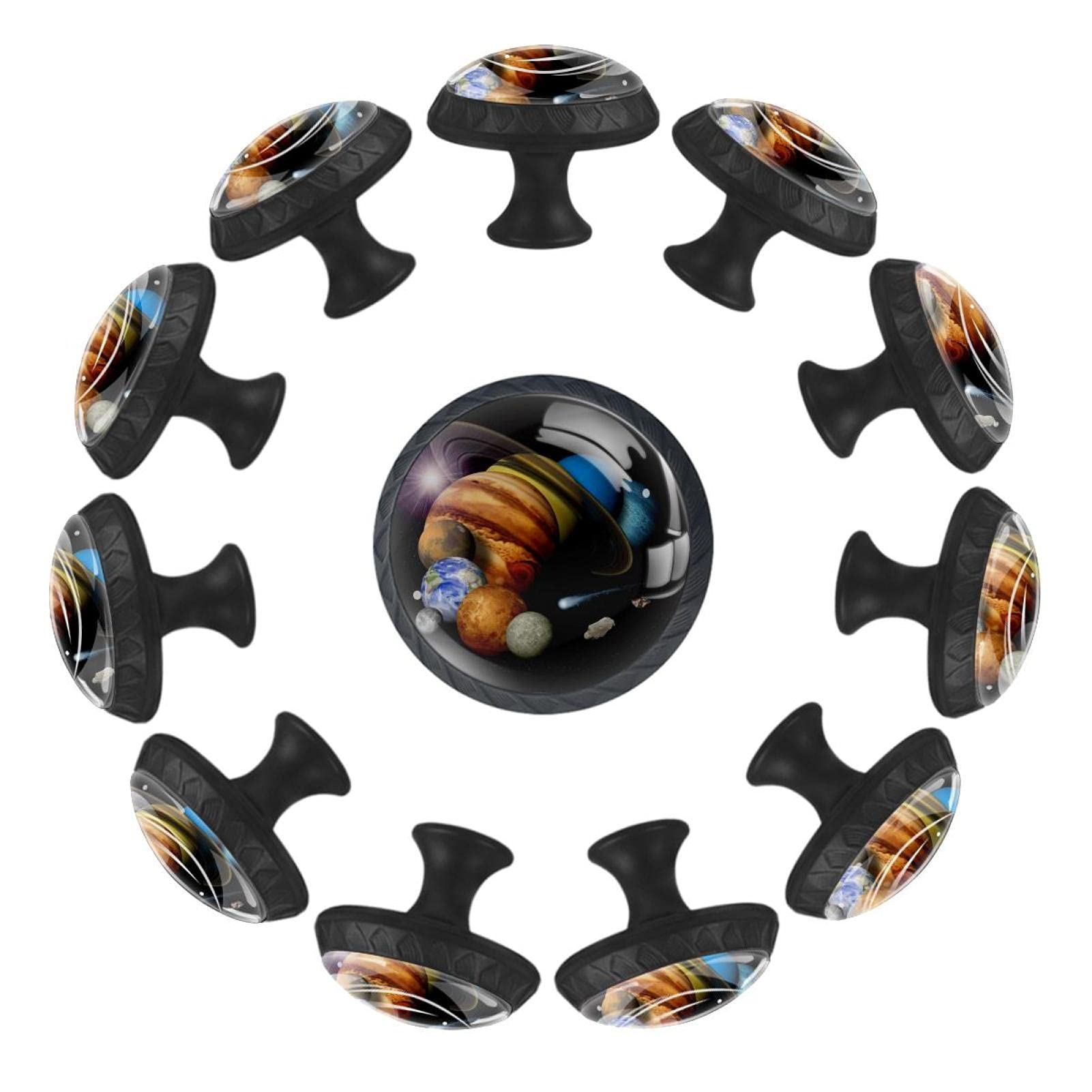 Boutons de tiroir Planets pour éveiller l'imaginaire | Lot de 12 boutons ronds 35 mm