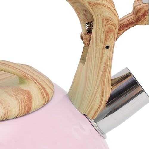 Miniatura 6 de Hervidor de té, tetera de acero inoxidable de 3 litros, estufa doméstica silbante, tetera versátil para estufa (9.1 in-rosa)