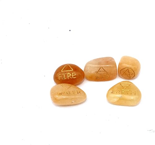 Miniatura 4 de Nuevo cuarzo dorado 5 elementos piedras caídas gruesa tierra genuina wicca bolsa pagana regalo aire agua tierra fuego espíritu pentáculo estrella