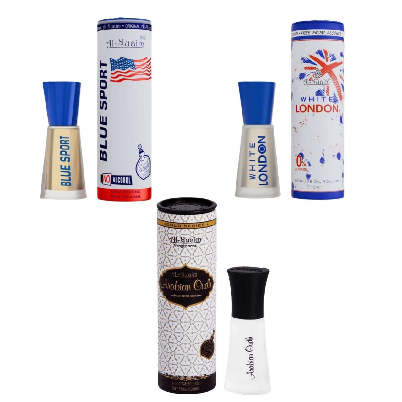 Al-Nuaim Blue Sport & White London & Arabian Oudh Attar, Long Lasting Perfume Oil, Sporty Freshness with Rich Woody Oud, for Men and Women, Daily Wear, Office, Travel, Gym, 6ml, pack of 3-image-39