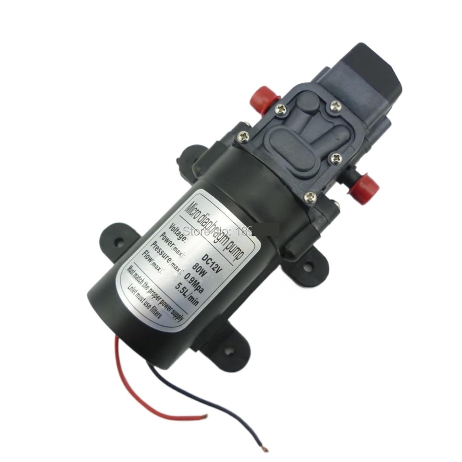 1 x 80 W wysokociśnieniowa samozasysająca pompa natryskowa z automatycznym przełącznikiem ciśnieniowym, typ 5,5 l/min, 12 V (typ przełącznika ciśnienia, 12 V)