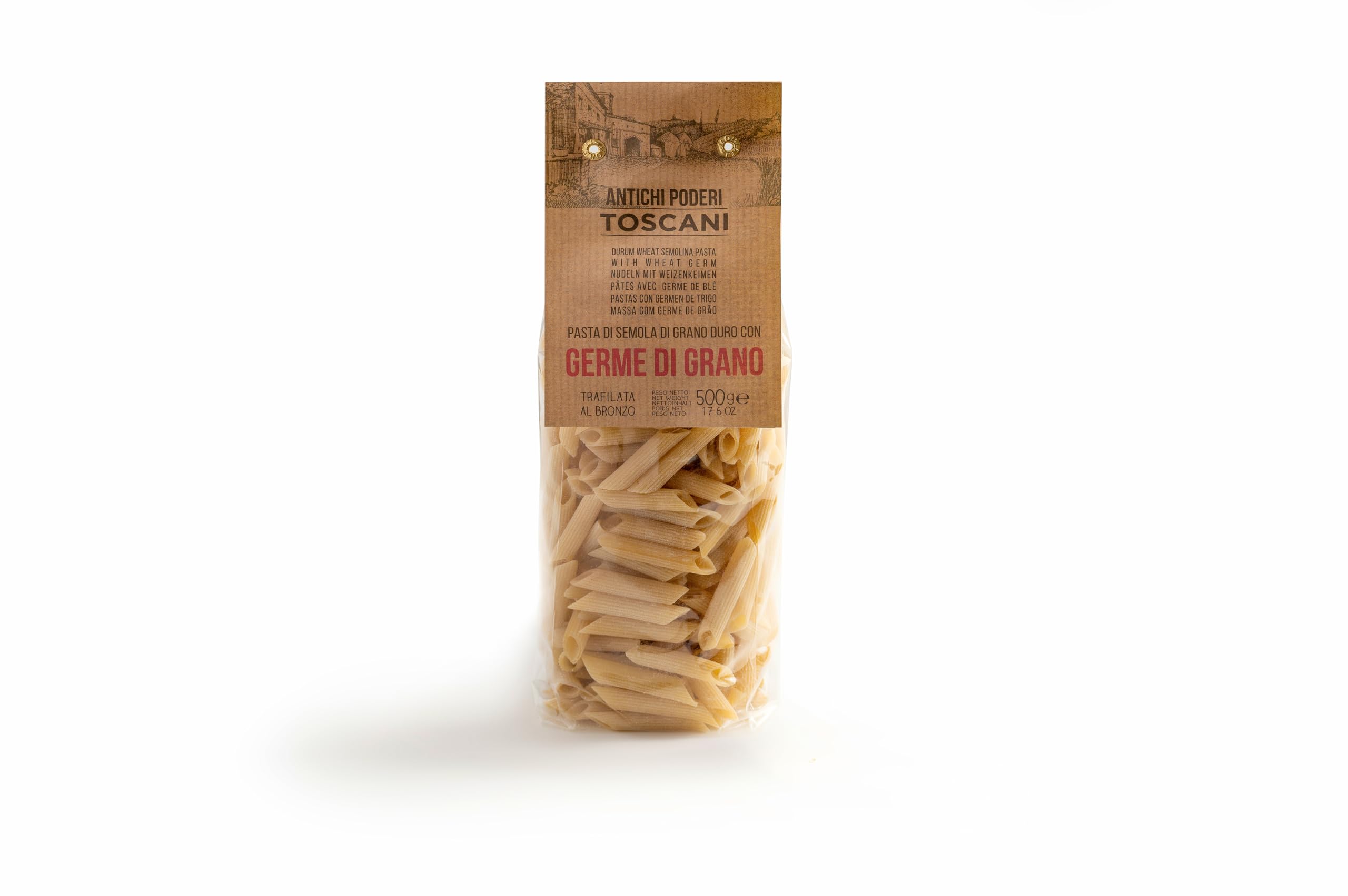 Antichi Poderi ToscaniPasta with Wheat Germ - Penne - Made with Durum Wheat Semolina - 500 gr