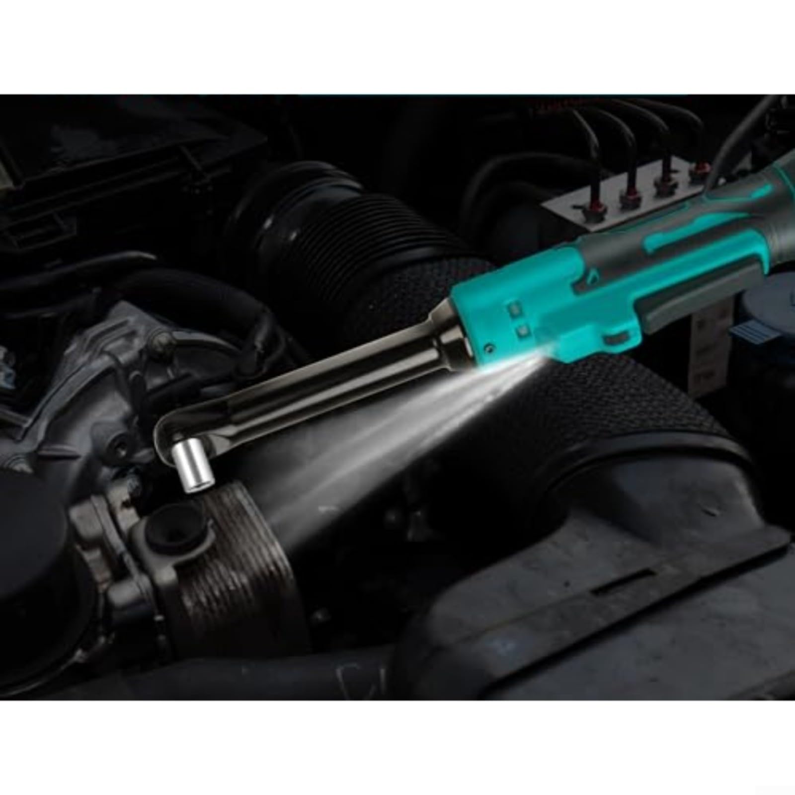Llave de trinquete inalámbrica de 3/8 pulgadas, herramienta eléctrica con portabrocas de liberación rápida, agarre antideslizante de alto par para reparación de automóviles, mantenimiento