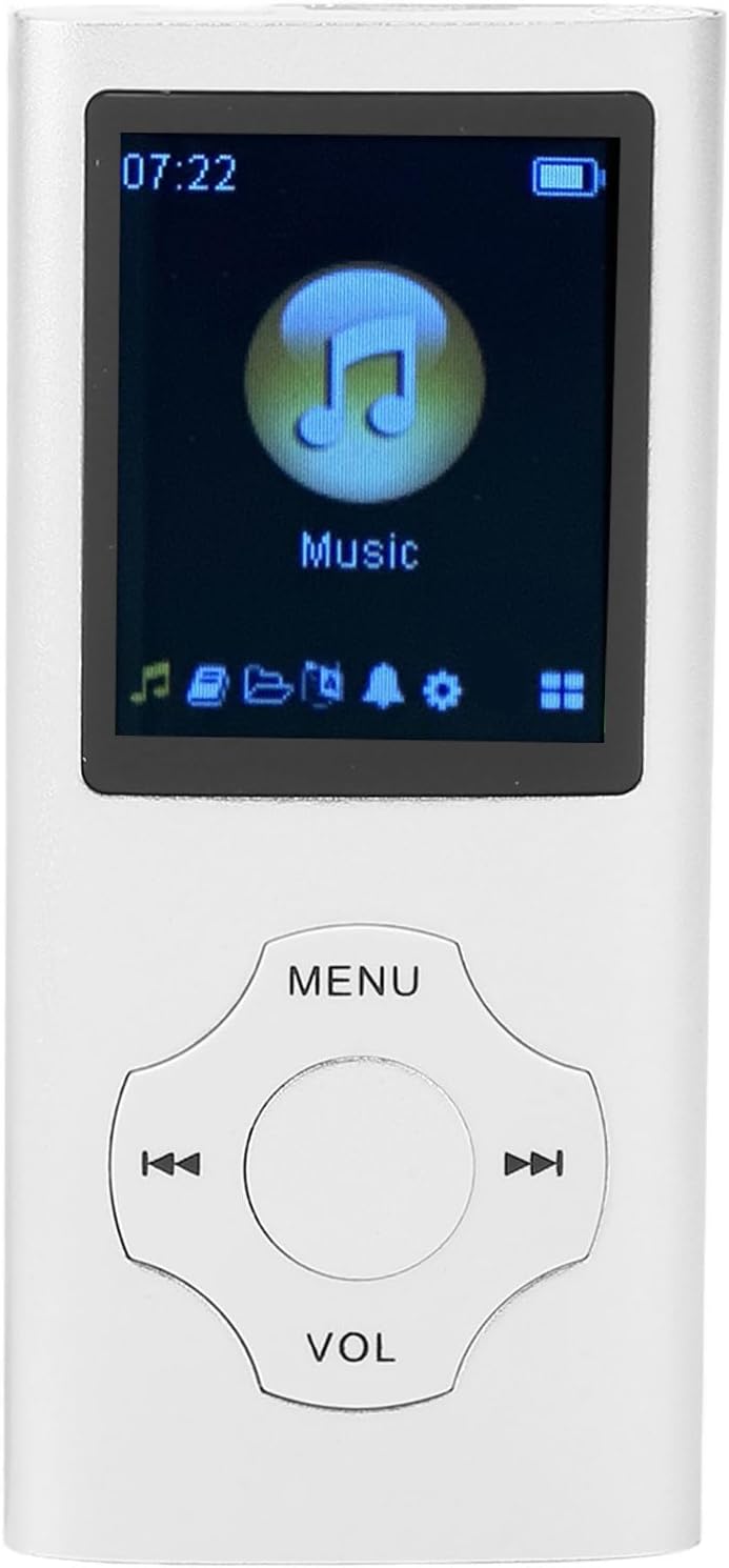 Fafeicy Reproductor de MP3 Pantalla LCD de 1.8 pulgadas Reproductor de música portátil con función de grabación de radio FM para estudiantes (plata)