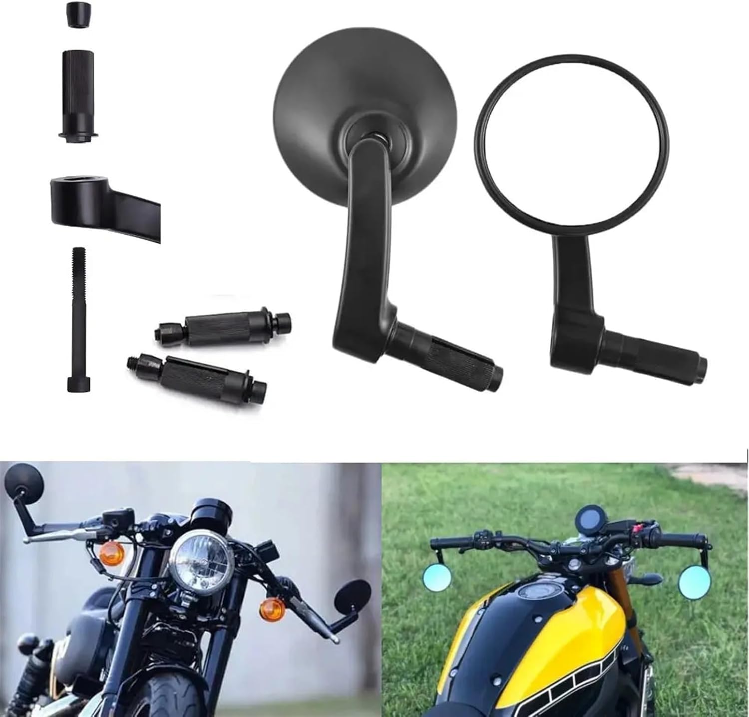 バイク ウインカーミラー ミラー アメリカン ブラック バイク サイド