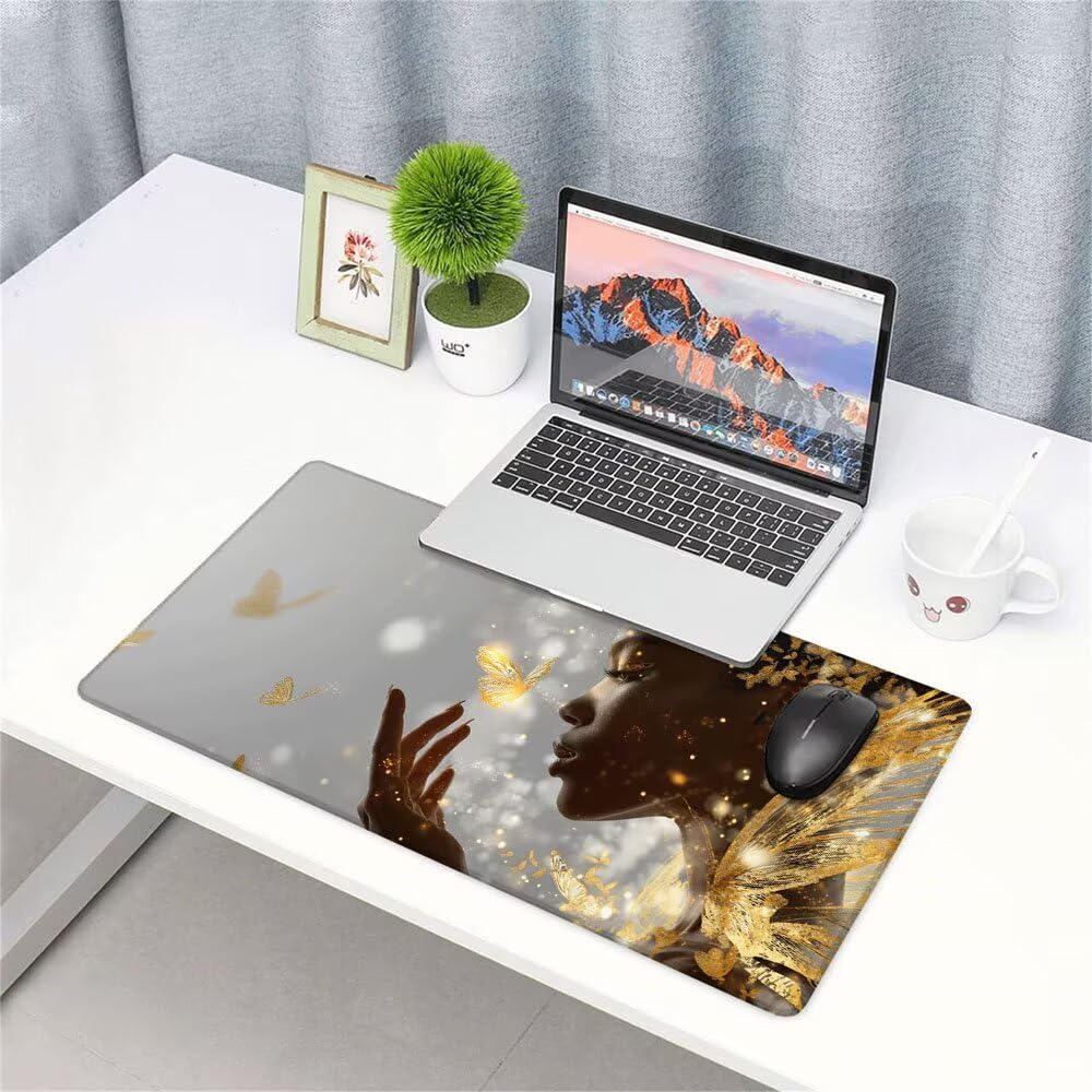 Tappetino Mouse Gaming xxl Accessori Scrivania Ufficio Grigio Farfalla Grande Tappetino Mouse e Tastiera Sottomano da Scrivania 1200x600x3mm Base Antiscivolo, per PC Gamer Laptop Studio Casa d-661