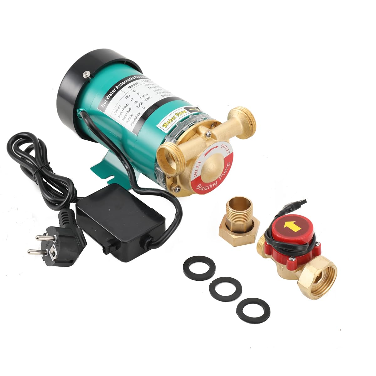 Pompa di aumento della pressione da 120 W, Pompa Booster per Aumento Pressione Acqua per Doccia, Irrigazione Giardino, Lavatrice, Modello 20GR-15, 25 l/min
