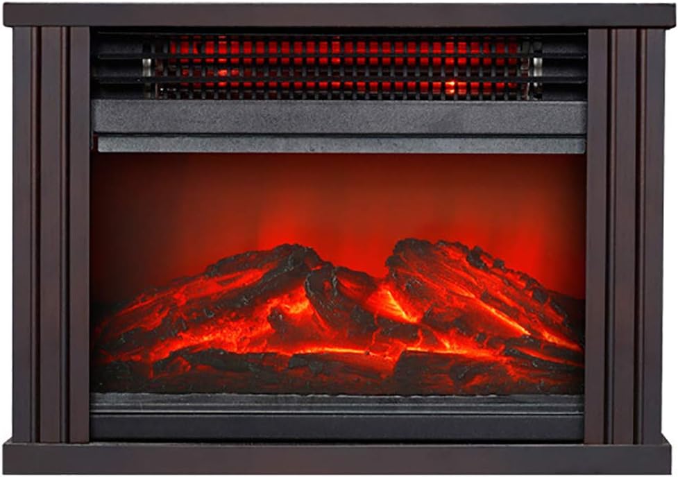 CRZJ Freestanding Heater Lanterns,1500W Freestanding Portable 3D LED Electric Fireplace Mantel Heater Stove, Black Rectangle