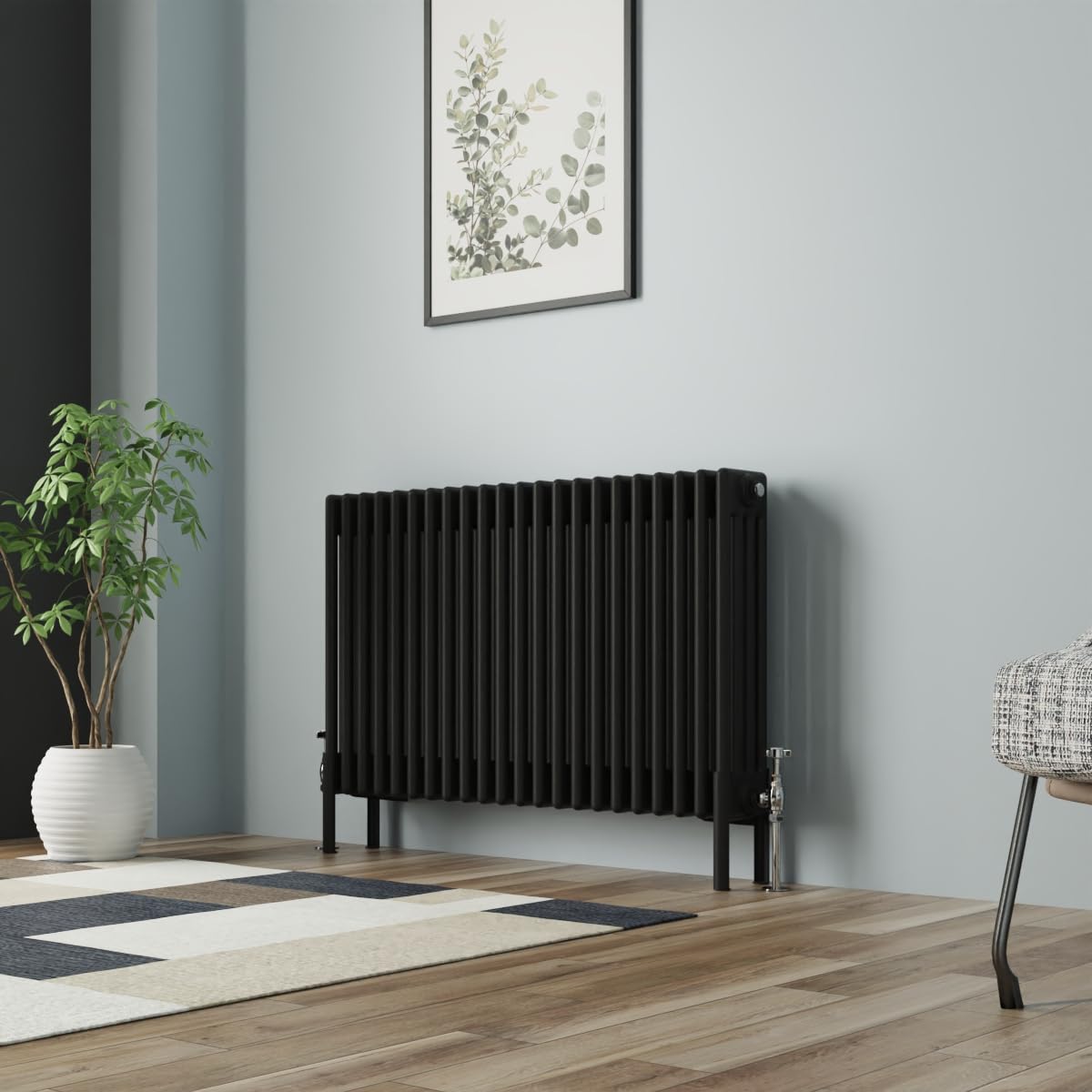 NRG Cast Iron Radiator Four Column 600x1010mm Black