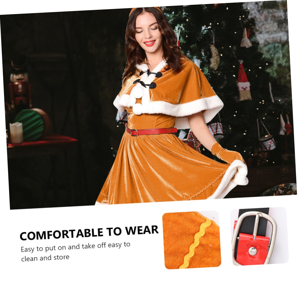 Disfraz de Navidad para Niñas con Vestido de Adorable Traje de Cosplay para Fiesta Navideña Ropa de Espectáculo de Navidad Vestido de Princesa de