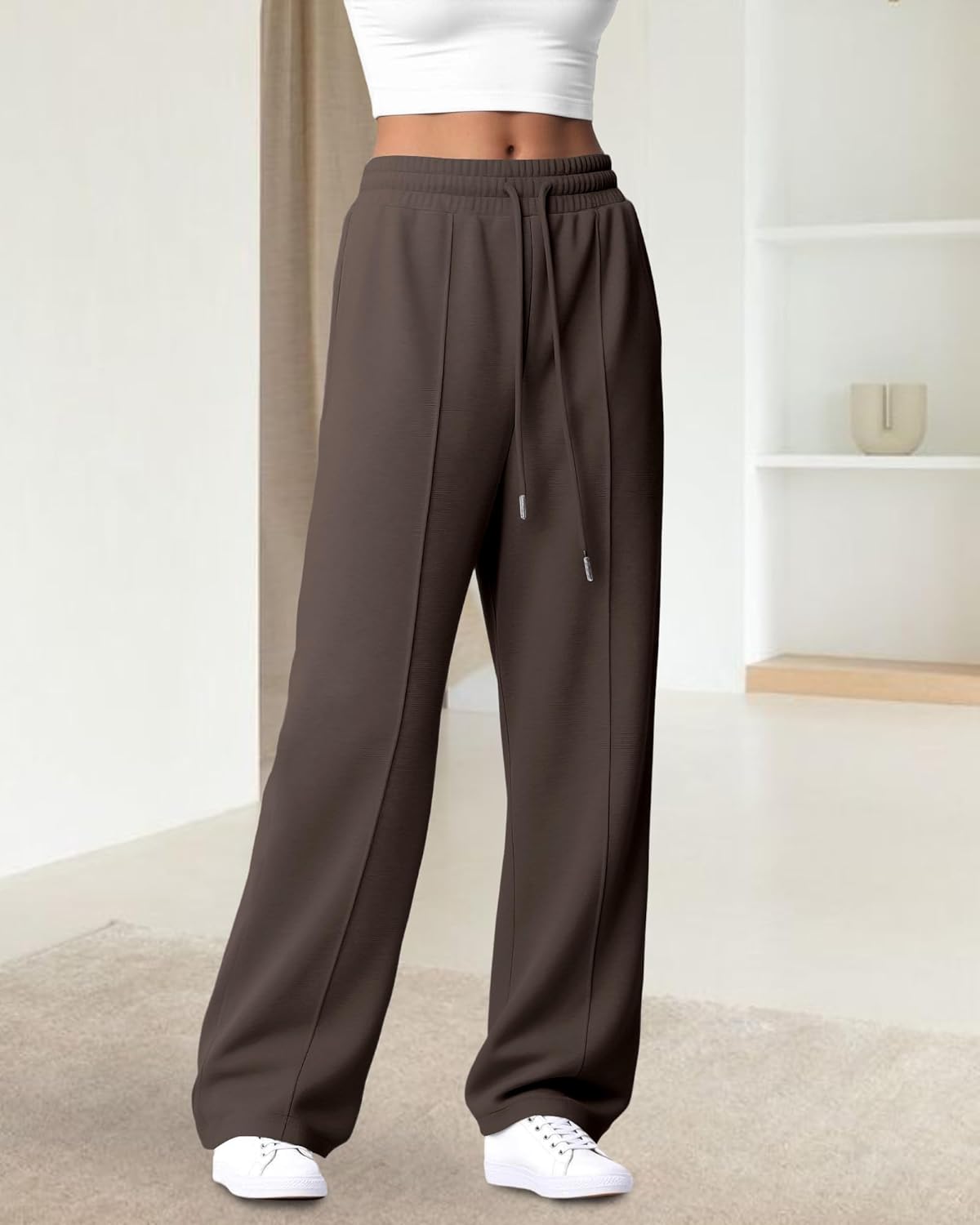 Womens Wide Leg Sweatpants High Waisted Drawstring Sweatpant Baggy Pants with Pockets Athletic Joggers - Image 3