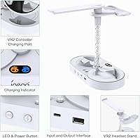 Vista 5 de FASTSNAIL Soporte de carga para Playstation VR2, auriculares verticales multifunción PS VR2 y controladores de sentido, estación de carga con 10