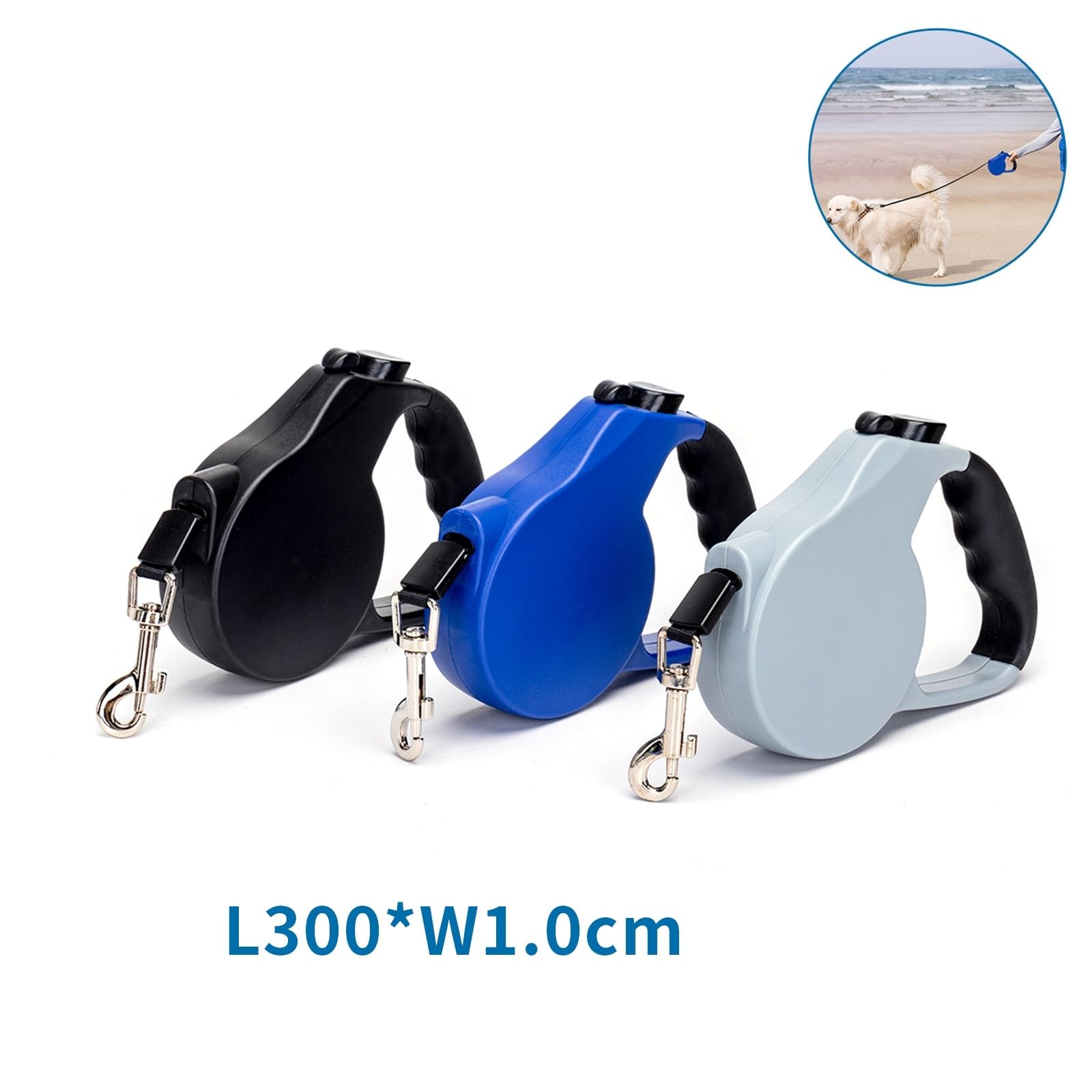Automatic Dog Leash for Dogs up to 25 kg, 3M Length, Locking System, Ideal for Walks and Pet Control, Monochrome - Image 3