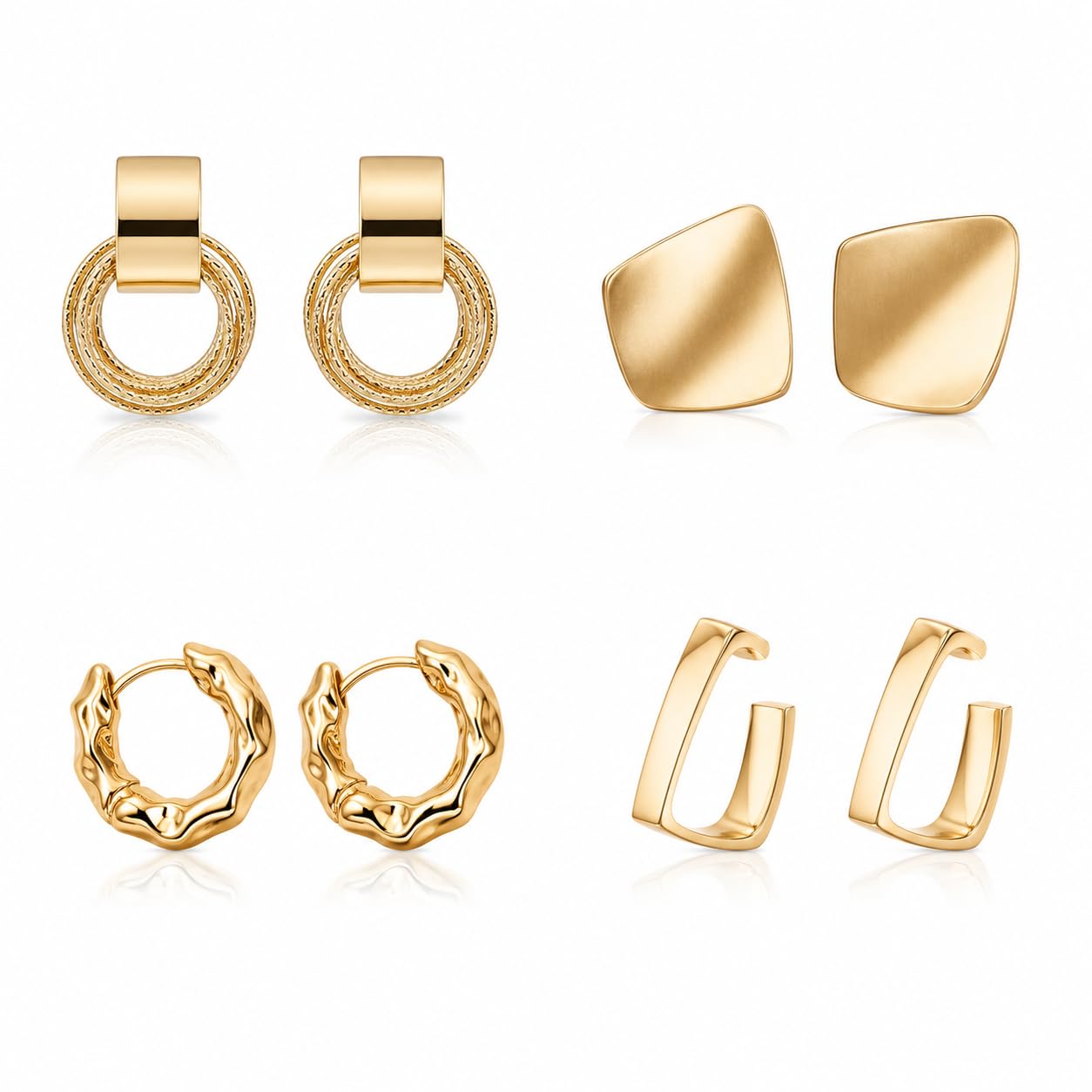 Combo Of Gold Hoop Earrings for Women | Fancy Korean Anti-Tarnish, Lightweight Dainty Hoops | Trendy Gold-Plated Earrings for Office, Everyday & Casual Looks-image-23