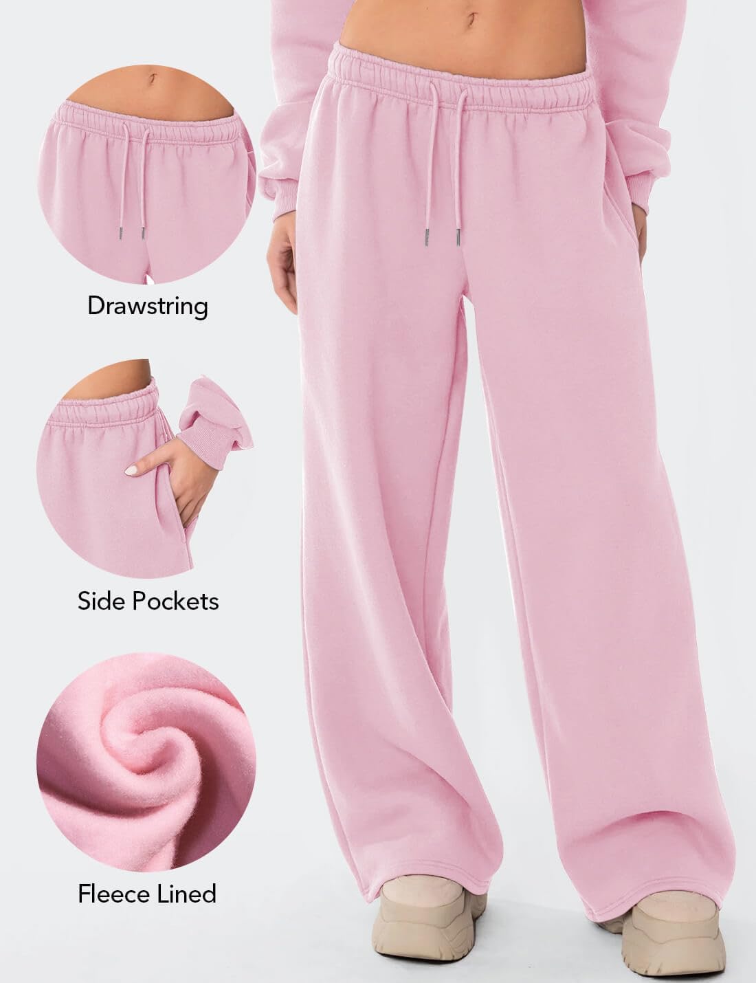 Ugerlov Wide Leg Sweatpants Women 2026 Trendy Fleece Lined Baggy Sweat Pants Athletic Lounge Sweatpant with Pockets - Image 5