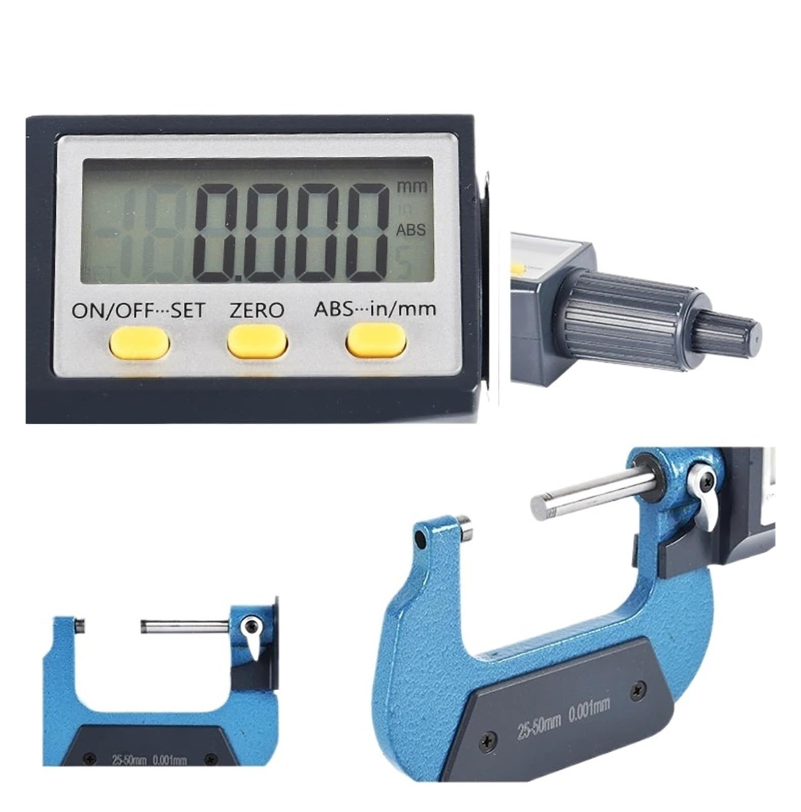 0-25mm Cyfrowy elektroniczny mikrometr zewnętrzny 0,001mm z bardzo dużym ekranem LCD Elektroniczny suwmiarka cyfrowa Zmierz wszystko