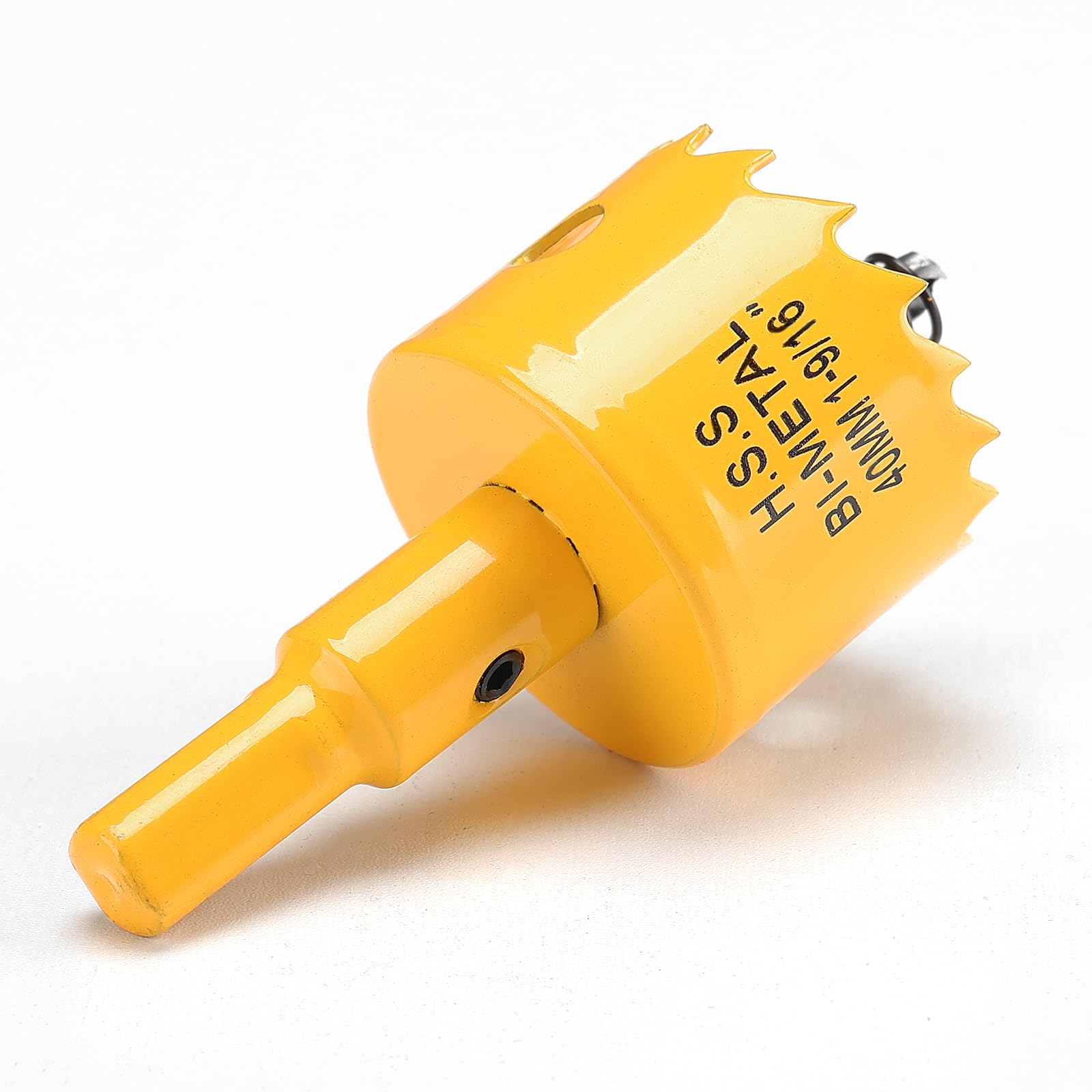 40mm Hole Saw, HSS Bi-Metal Hole Cutter with Drill Bit for Wood Plastic, PVC, Fiberglass and Plasterboard, Yellow