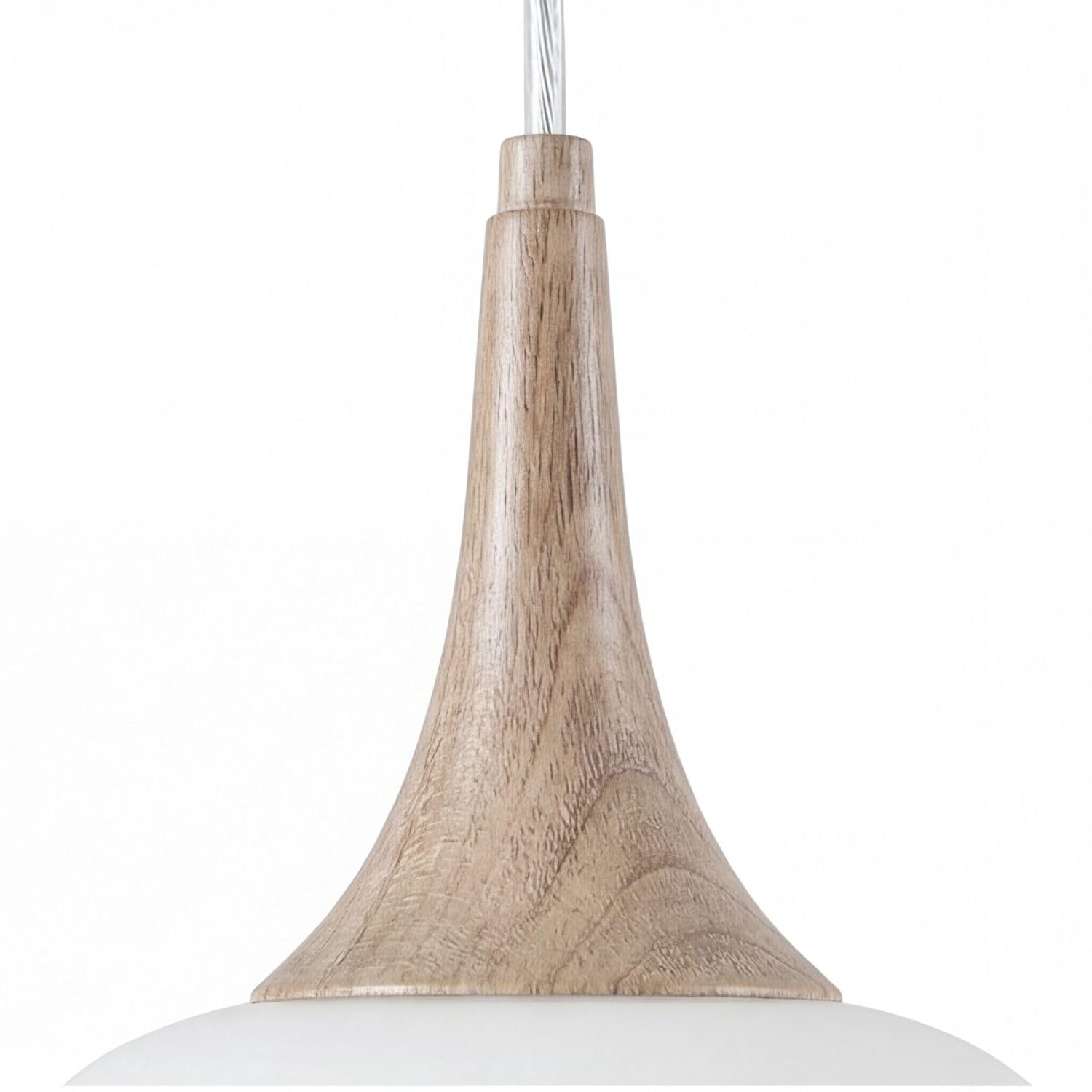 Lámpara colgante para mesa alargada moderna de vidrio y madera regulable en altura L:97 cm de tres luces E14 antideslumbrante ideal para sala de estar y comedor estilo escandinavo
