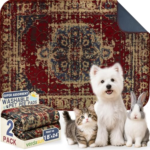 Image of Washable Pee Pads for Dogs 18 inchx24 inch 2 Pack Reusable Puppy Potty Pad