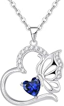 Valentine's Day Gift Women's Necklace 925 Silver Heart Necklace Butterfly Birthstone Necklace Gift Ideas Women's Jewellery for Mogile Gifts for Women Anniversary Birthday Valentin's Day